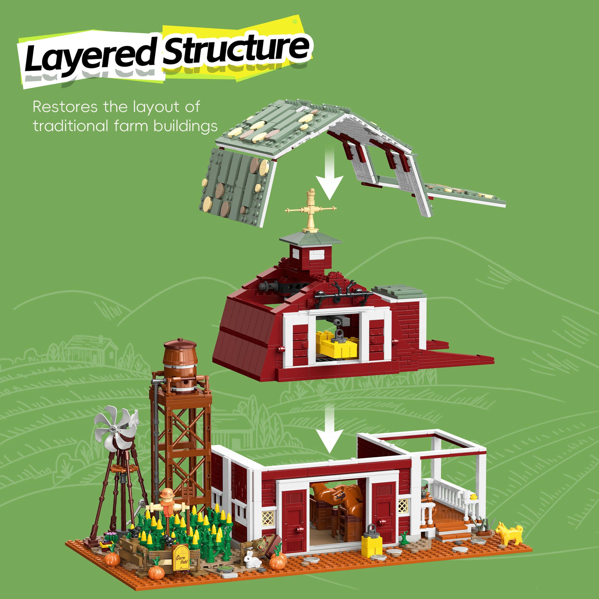 X68003 Nostalgic Red Barn (2223 PCS) - image 4
