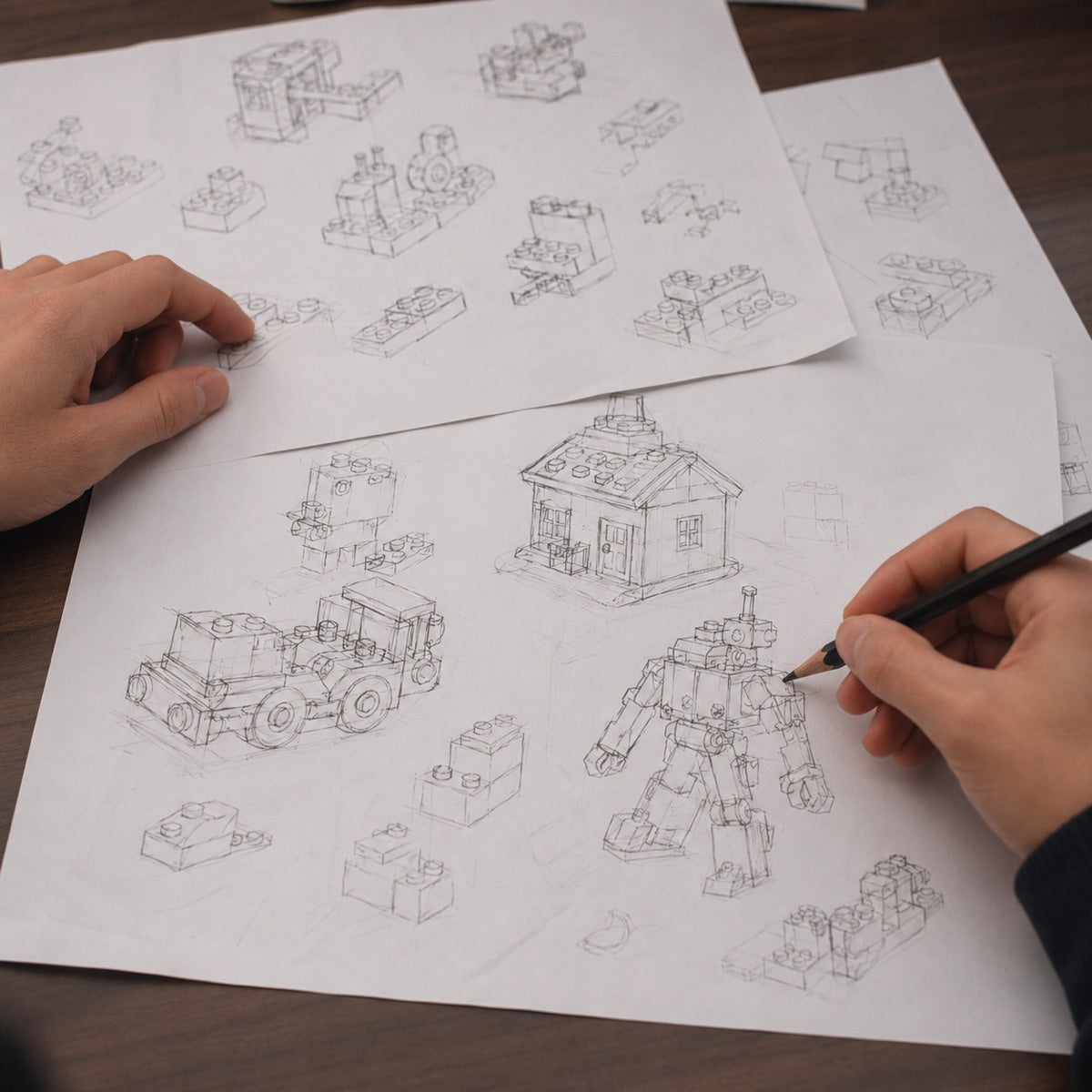 Custom building block product sketches